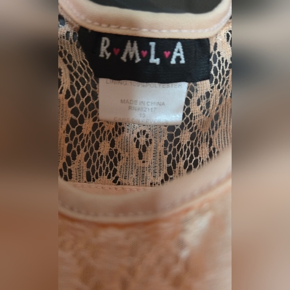 Girls Blush Pink Lace Dress RMLA Size 13 | Tween Party Dress Formal Occasion - Picture 2 of 3